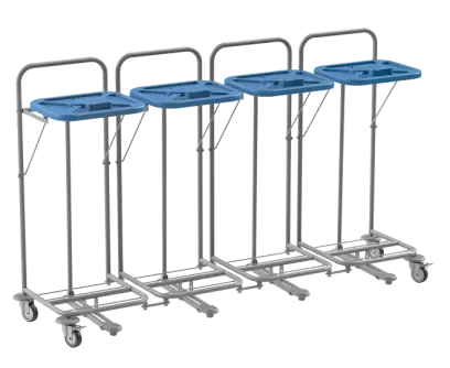 VK 80 - 4N vozík na třídění odpadu a prádla, nožní otevírání plast - VK - modrý